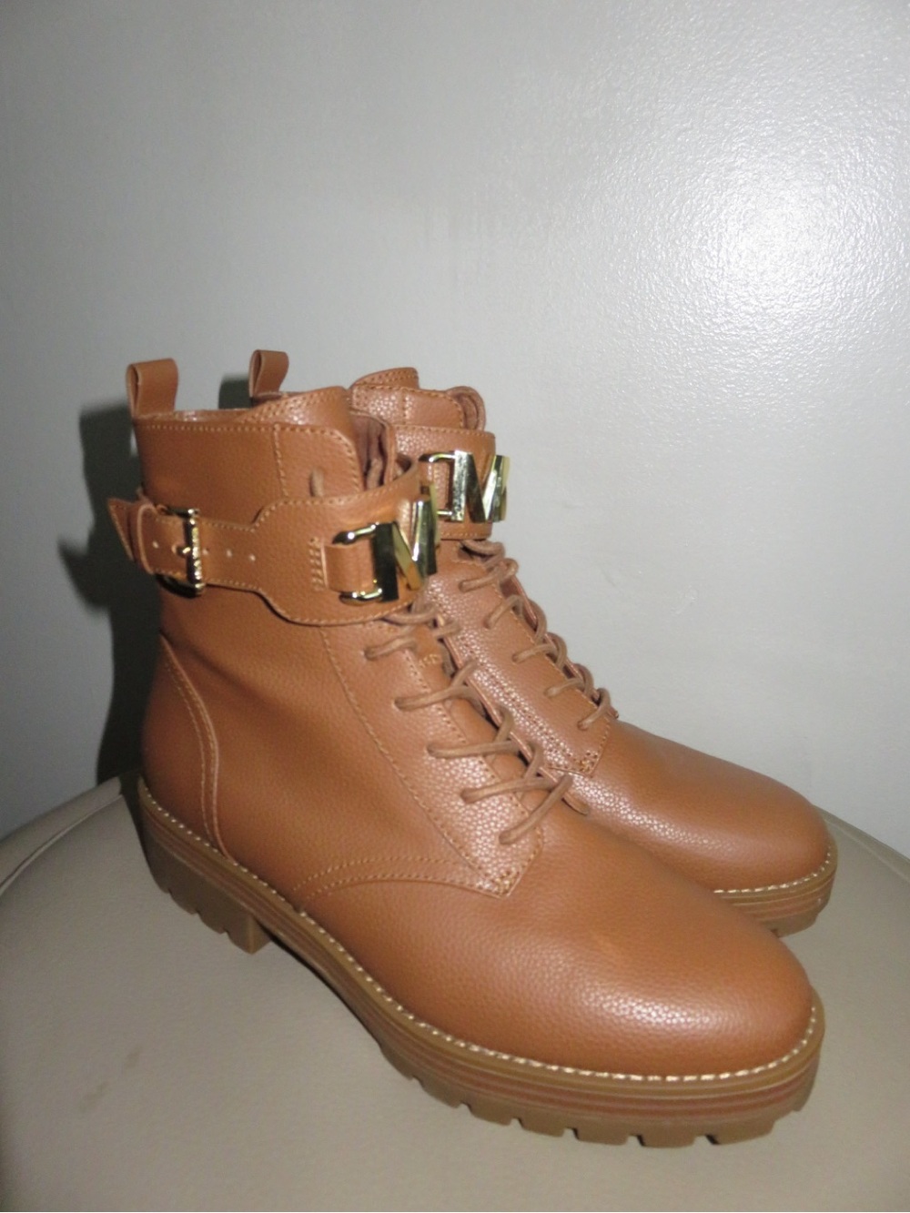 Micheal Kors Combat Boots with Gold detailing
